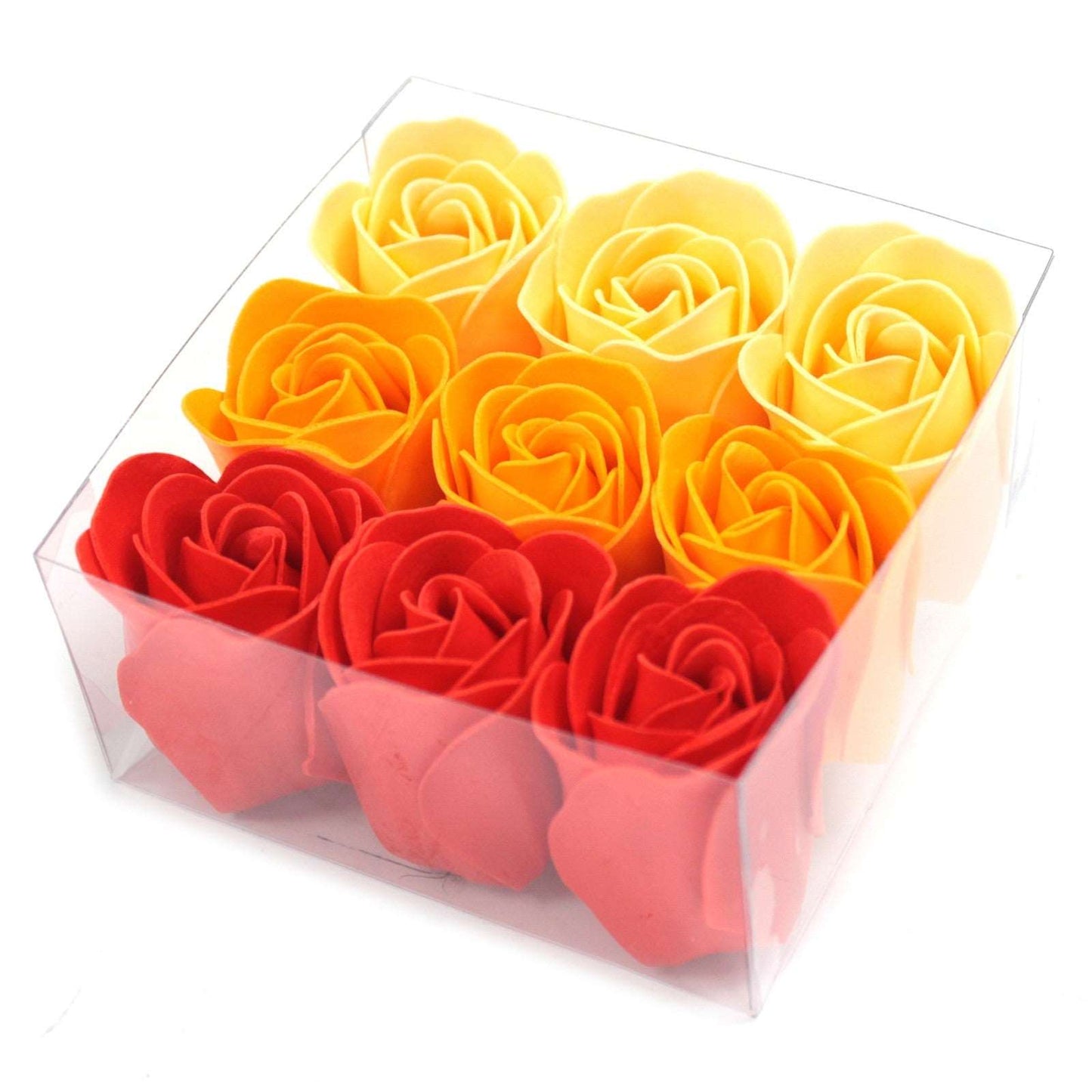 Set of 9 Soap Flower Box - Peach Roses - Soothing Suds