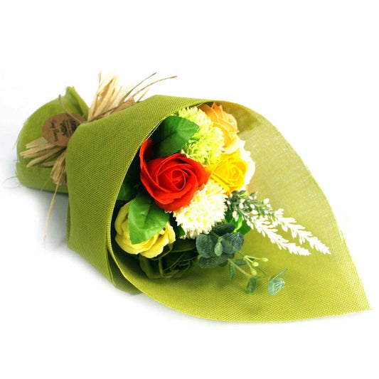 Standing Soap Flower Bouquet - Vibrant Green & Yellow