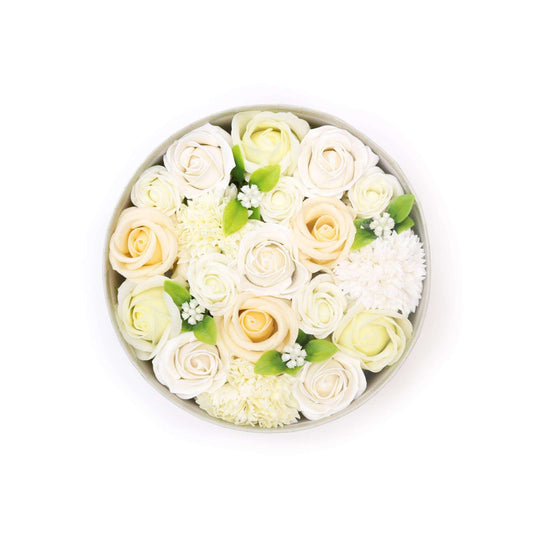 Soap Flower Round Box - Wedding Blessings - White & Ivory