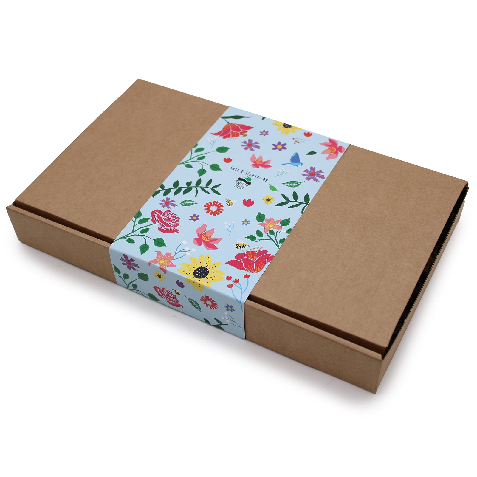 Wild Hare Salt & Flower Set - Total Unwind gift box with floral wrapping